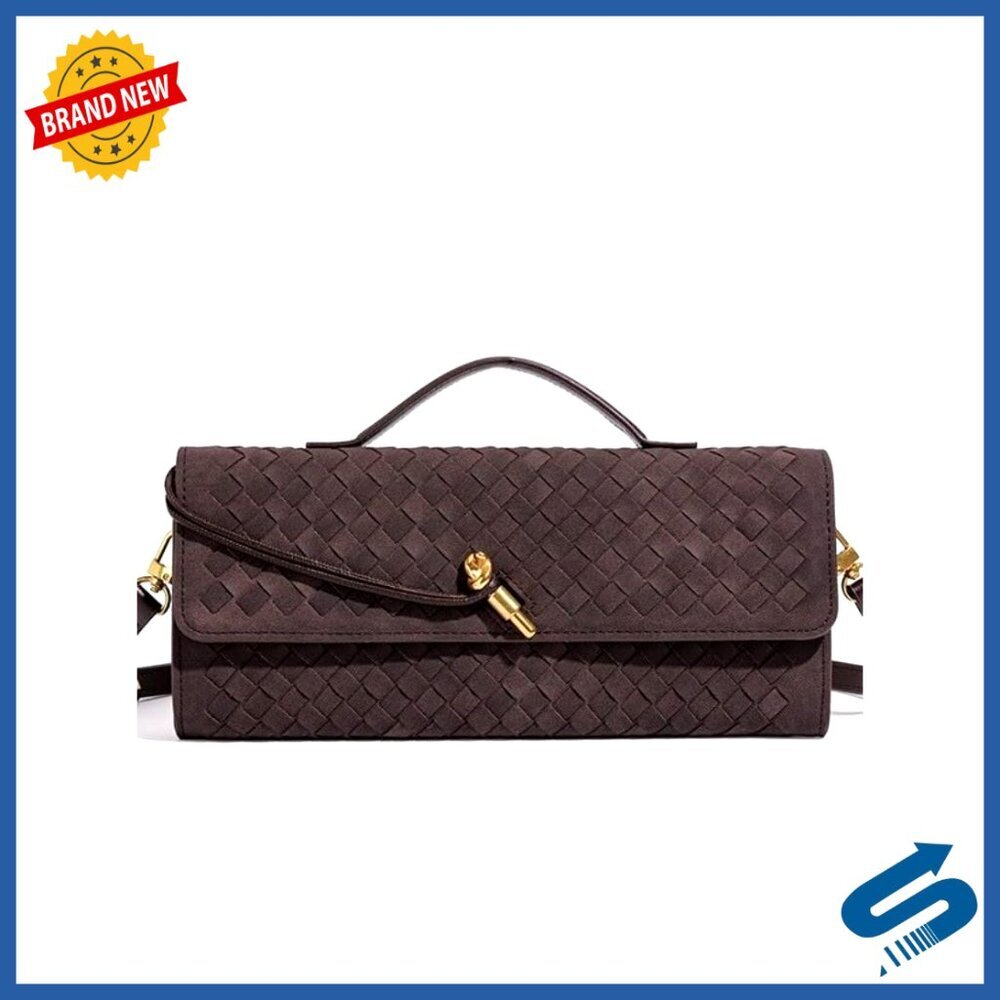 Suede Woven Evening Clutch Crossbody Bag Satchel Purse Women